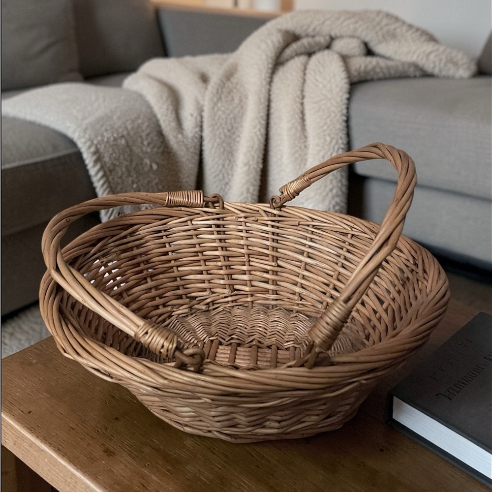 Woven Willow Basket with Double Handles
